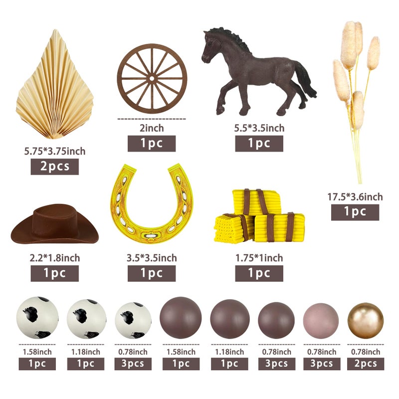ZXSWEET Western Cake Topper Brown Ball Horse Cake Decorations Cow Hat for Western Theme Party Horse Theme Decoration Supplies - Image 2