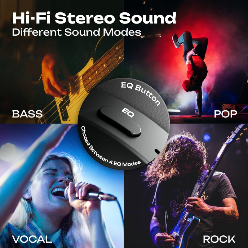 PowerLocus Bluetooth Headphones Over Ear, 60H Playtime, 4 EQ Modes Wireless Headphones with Microphone, Hi-Fi Stereo Deep Bass Foldable Headphone, Soft Foam Ear Cups,Fast Charging for Travel/PC/Phones - Image 4