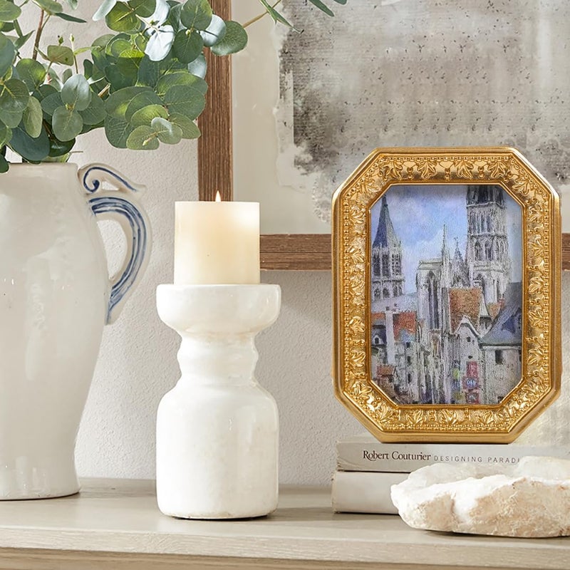 SIKOO Vintage Small Picture Frames 2.5 x 3.5 Antique Gold Wallet Size Picture Frames Ornate Mini Photo Frame Gold Flexible sizing options - Image 3
