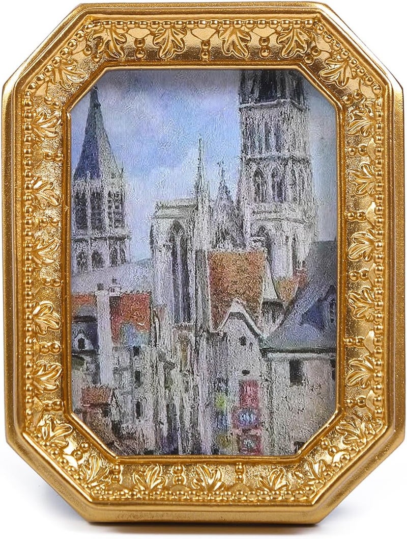SIKOO Vintage Small Picture Frames 2.5 x 3.5 Antique Gold Wallet Size Picture Frames Ornate Mini Photo Frame Gold Flexible sizing options - Image 1