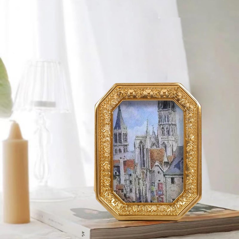 SIKOO Vintage Small Picture Frames 2.5 x 3.5 Antique Gold Wallet Size Picture Frames Ornate Mini Photo Frame Gold Flexible sizing options - Image 2