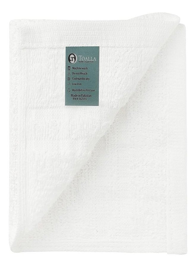TOALLA 100% Cotton Washcloths - 100 Pack Soft Washcloths for Face & Body - Highly Absorbent - 12 x 12 in - White - Image 2