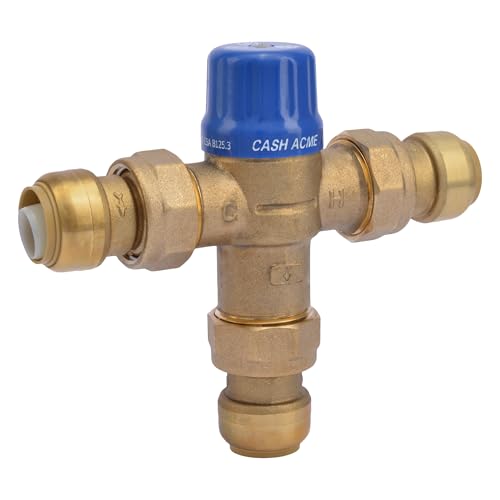 Cash Acme 3/4 Inch HG110-D Thermostatic Mixing Valve with SharkBite Union Connections, Brass Plumbing Fitting, 24505 - Image 1