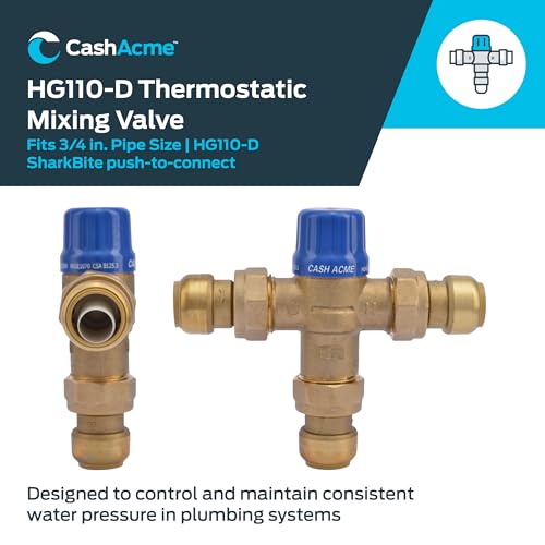 Cash Acme 3/4 Inch HG110-D Thermostatic Mixing Valve with SharkBite Union Connections, Brass Plumbing Fitting, 24505 - Image 2