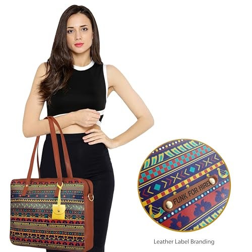 Funk For Hire Women’s Multi Color Printed Vegan Leather 15.6" Laptop Handbag Sling with Waterproof Nylon Lining Adjustable Strap Cushioned Compartment Organizer Lightweight - Image 5
