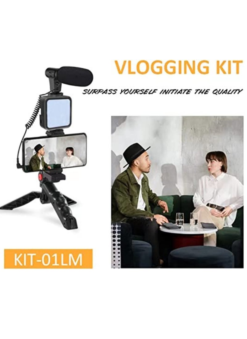 ELTRAZONE - Vlogging Kit Smartphone Vlogging Video Kit with Microphone Tripod LED Light Wireless Remote Phone Holder Phone Stands Smartphone Video Microphone Rig Kit  for YouTube TIK Tok Filming Vlogging - Image 1