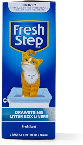 Fresh Step Drawstring Cat Litter Box Liners, Scented, Jumbo Size, 36" x 19" - 7 Count Per Box, 2 Boxes, Kitty Litter Bags, Cat Litter Liners for All Cats to Keep Your Home Clean - Image 2