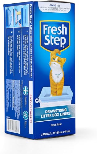 Fresh Step Drawstring Cat Litter Box Liners, Scented, Jumbo Size, 36" x 19" - 7 Count Per Box, 2 Boxes, Kitty Litter Bags, Cat Litter Liners for All Cats to Keep Your Home Clean - Image 3