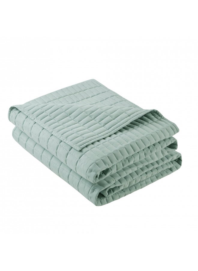 Comfort Spaces Comfort Spaces Kienna Quilt Set-Luxury Double Sided Stitching Design Summer Blanket, Lightweight, Soft, All Season Bedding Layer, Matching Sham, Seafoam, Coverlet Full/Queen(90"x90") 3 Piece  - Image 3