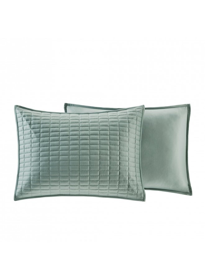 Comfort Spaces Comfort Spaces Kienna Quilt Set-Luxury Double Sided Stitching Design Summer Blanket, Lightweight, Soft, All Season Bedding Layer, Matching Sham, Seafoam, Coverlet Full/Queen(90"x90") 3 Piece  - Image 4