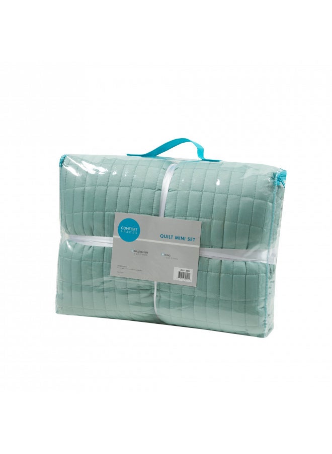 Comfort Spaces Comfort Spaces Kienna Quilt Set-Luxury Double Sided Stitching Design Summer Blanket, Lightweight, Soft, All Season Bedding Layer, Matching Sham, Seafoam, Coverlet Full/Queen(90"x90") 3 Piece  - Image 5