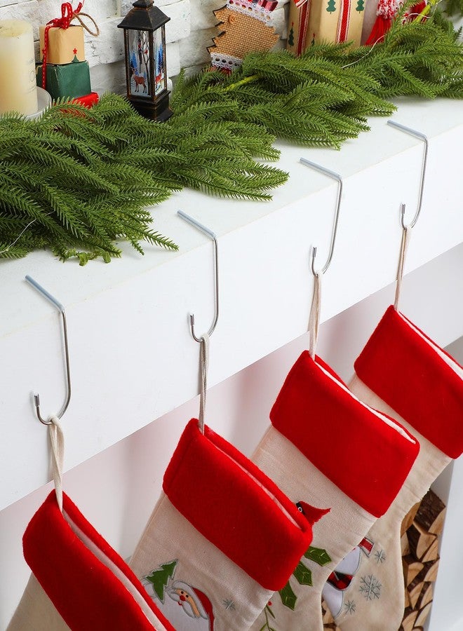 Shimeyao 8 Pcs Christmas Stocking Hooks for Mantel Silver Metal Stocking Hanger Holder Non-Slip for Flat Front Mantel Fireplace Home Xmas Party Decor - Image 5
