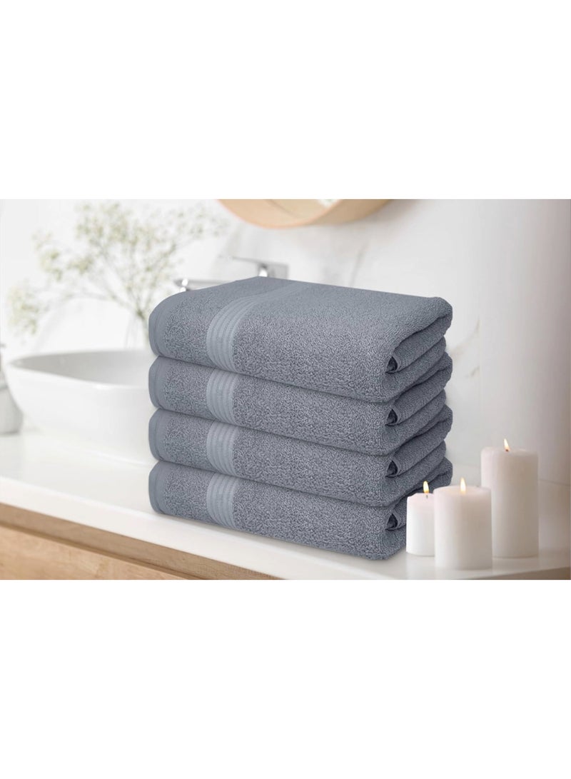 Amber Home Bath Towel Set (4 Pack, 70 X 140 cm) - 600 GSM 100% Combed Cotton Quick Drying Highly Absorbent Thick Bathroom Towels - Soft Hotel Quality for Bath and Spa, Grey - Image 3