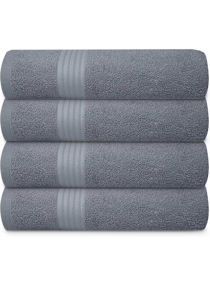 Amber Home Bath Towel Set (4 Pack, 70 X 140 cm) - 600 GSM 100% Combed Cotton Quick Drying Highly Absorbent Thick Bathroom Towels - Soft Hotel Quality for Bath and Spa, Grey - Image 5