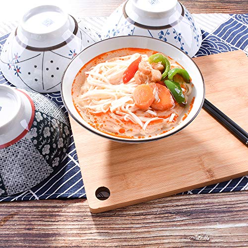Cerficer 7.5 Inch Asian Ramen Bowls Japanese Noodle Bowls for Ramen Cereal Soup Pho Udon Noodles Deep Noodle Serving Bowls Set of 2 - Image 2
