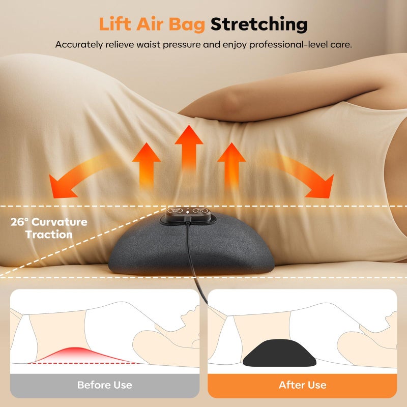 HuixinLine Smooth Triple Fusion 3-in-1 Back Massager Lumbar Pillow with Heat, Vibration & Traction Back Massager for Pain Relief, Deep Tissue Relaxation for Home, Office- Corded Electric Gift Idea - Image 3