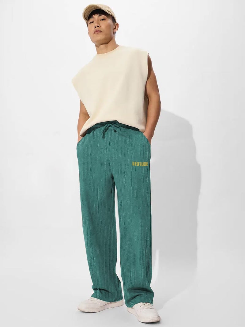 LEOTUDE Cottonblend Versatile Gym Track Pant Stay Cool, Stay Active for Men (TRK_209_Marron_P_Mint Green_M) - Image 3