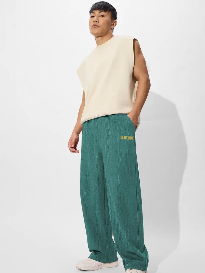 LEOTUDE Cottonblend Versatile Gym Track Pant Stay Cool, Stay Active for Men (TRK_209_Marron_P_Mint Green_M) - Image 2