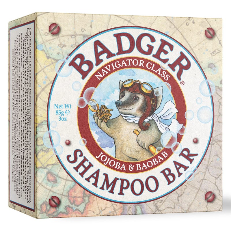 Badger  Jojoba  Baobab Conditioning Shampoo Bar Natural Vegan Hair Bar 3 oz