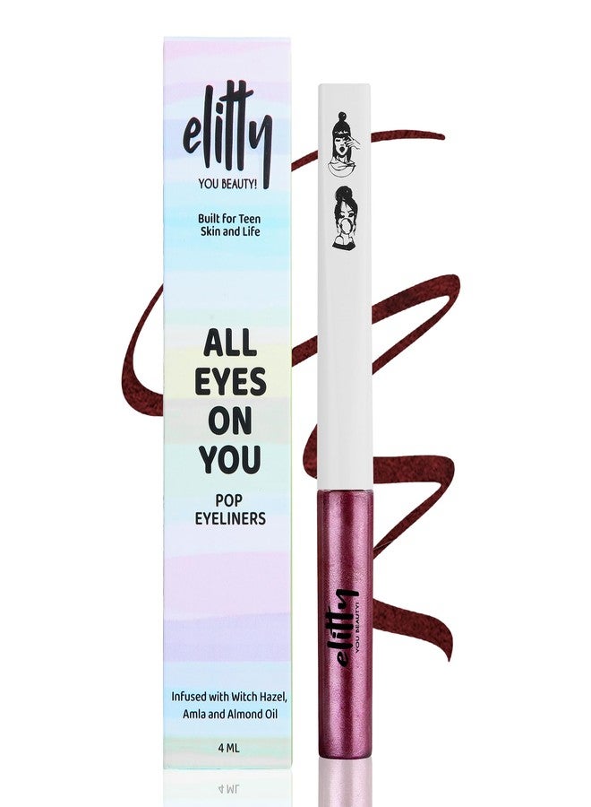 Elitty Waterproof Eyeliner - 4g Wine Red Colour With Intense Metallic Finish | Smudge Proof, Long Lasting Liquid Liner For Eye Makeup |Quick Drying Formula With Fine Tip For Smooth,Precise Application - Image 1