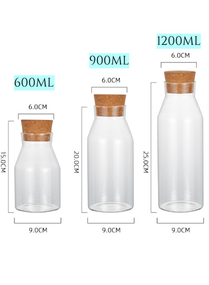 6 زجاجات زجاجية ، 900ml محكم زجاج الجرار ، حاويات شفافة ديكور مع سدادات خشبية ، شفافة تخزين زجاجات الشاي والقهوة والتوابل والحبوب والمواد الغذائية وعصائر الفاكهة ( 6 * 900ml ) . - Image 2