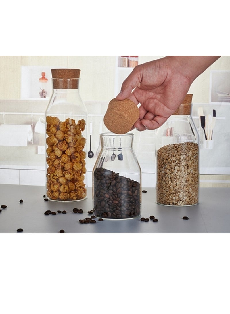 6 زجاجات زجاجية ، 900ml محكم زجاج الجرار ، حاويات شفافة ديكور مع سدادات خشبية ، شفافة تخزين زجاجات الشاي والقهوة والتوابل والحبوب والمواد الغذائية وعصائر الفاكهة ( 6 * 900ml ) . - Image 5