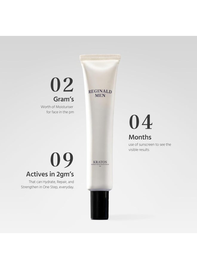Reginald Men Barrier Repair Moisturizer For Normal, Dry, Combination & Sensitive Skin | 24-Hour Hydration with 9 actives | Repairs Damaged Skin |Non Oily & Non Sticky, 50g - Image 4