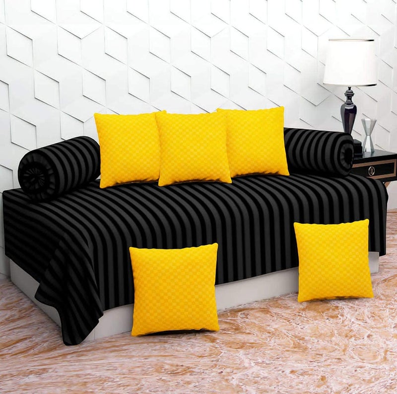 KIAAKSH KIAAKSH Premium Look Diwan Set of 8 Pieces 1 Single Bedsheet Size 60 X 90 in 2 Booster Covers Size Standard 5 Cushion Covers Size 16 X 16 in Combo Pack of 8 DSG14  - Image 4