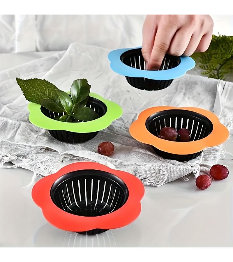 Red Flower Shaped Sink Strainer Bathroom Drain Cover Hair Catcher - Image 4