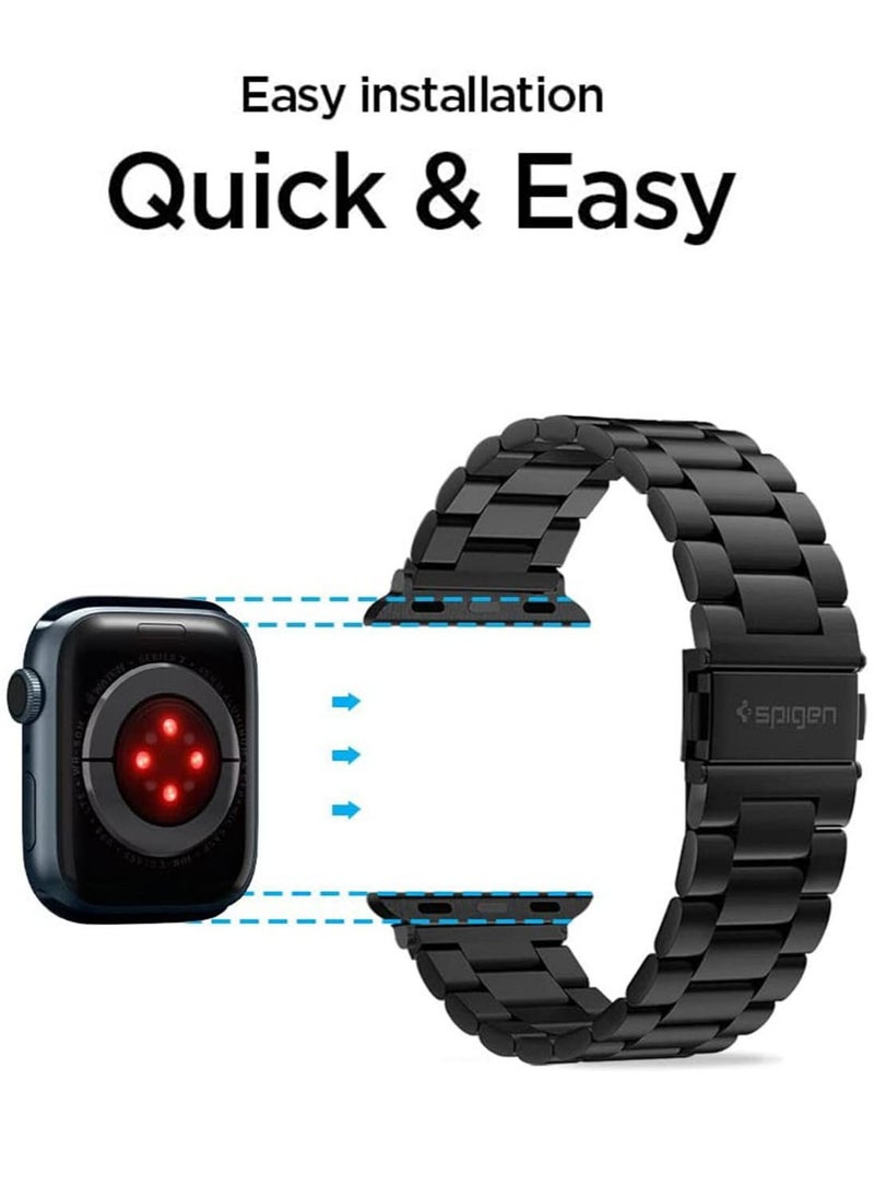 Spigen - Modern Fit for Apple Watch Ultra 49mm, Series 8/7 (45mm), Series 6/SE2/SE/5/4 (44mm) and Series 3/2/1 (42mm) Band - Black - Image 1