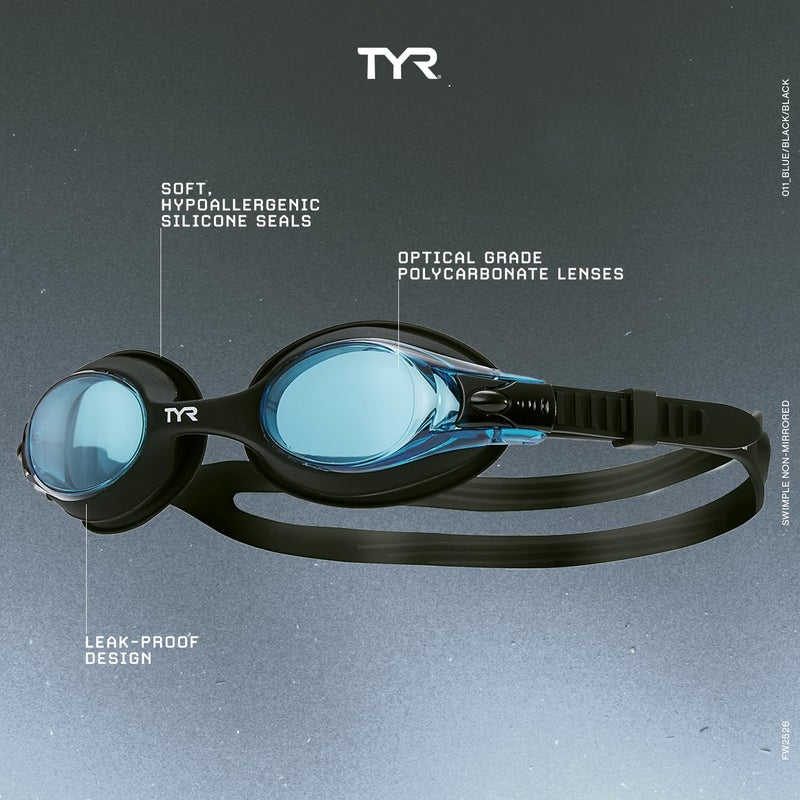 TYR Kids Swimple Swim Goggle, Black/Blue - Image 3