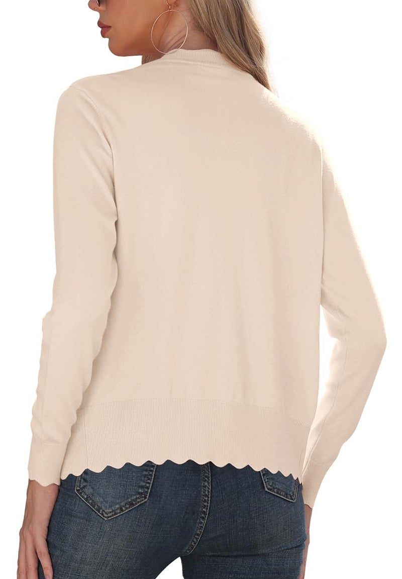 GRECERELLE Women's Open Front Cardigans Button Down Long Sleeve Shrug Sweater(Apricot, X-Large) - Image 4