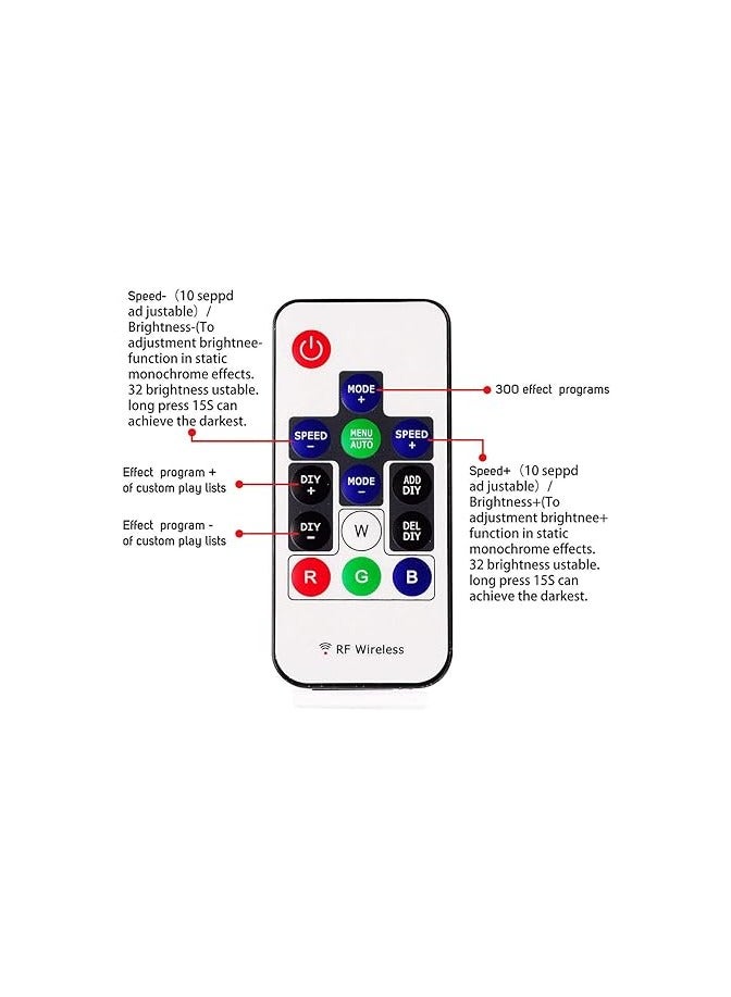 Two RGB LED controllers, DC 5-24V, with 14-key RF wireless remote control and dimming function for WS2811 WS2812 LED strip lights with 30 types of lighting effects from Azimum - Image 4