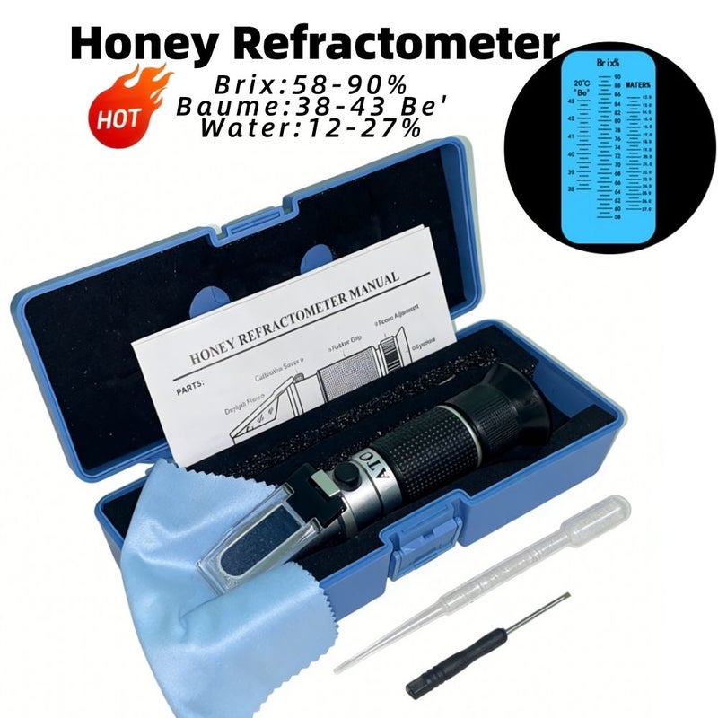 3 In 1 Handheld Honey Refractometer with Pipette High Precision ATC Automatic Temperature Compensation Easy to Read Scale Portable Beekeeping Tools Sugar Concentration Meter for Honey Maple Syrup - Image 3