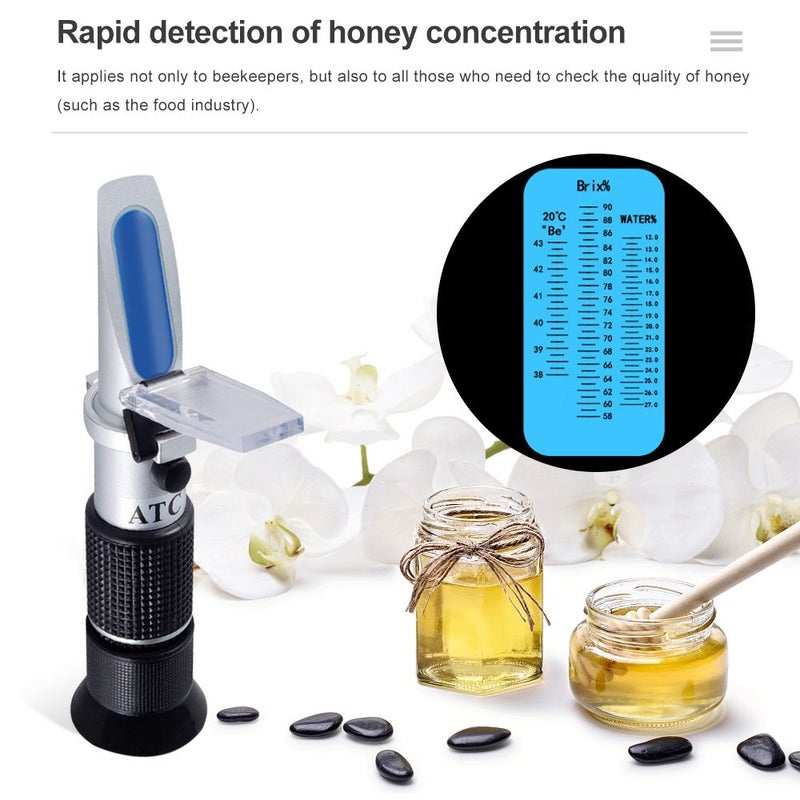 3 In 1 Handheld Honey Refractometer with Pipette High Precision ATC Automatic Temperature Compensation Easy to Read Scale Portable Beekeeping Tools Sugar Concentration Meter for Honey Maple Syrup - Image 2