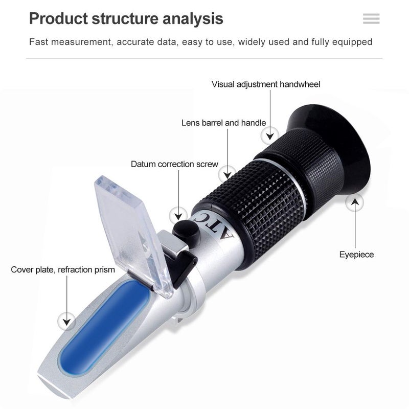 3 In 1 Handheld Honey Refractometer with Pipette High Precision ATC Automatic Temperature Compensation Easy to Read Scale Portable Beekeeping Tools Sugar Concentration Meter for Honey Maple Syrup - Image 4