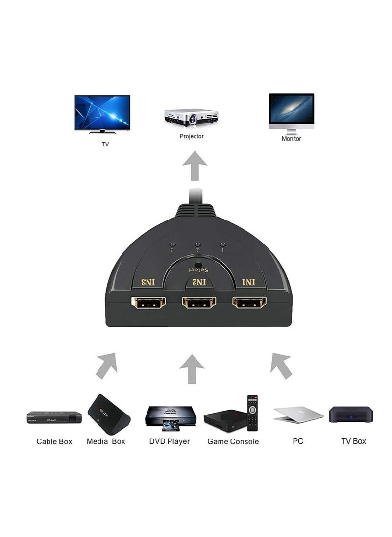 كول بيبي 3 منفذ HDMI مفتاح مقسم كابل 4K 2K 3D 2160P فائقة الدقة 3 في 1 خارج محول متعدد UB لجهاز عرض HDTV جهاز كمبيوتر  - Image 2