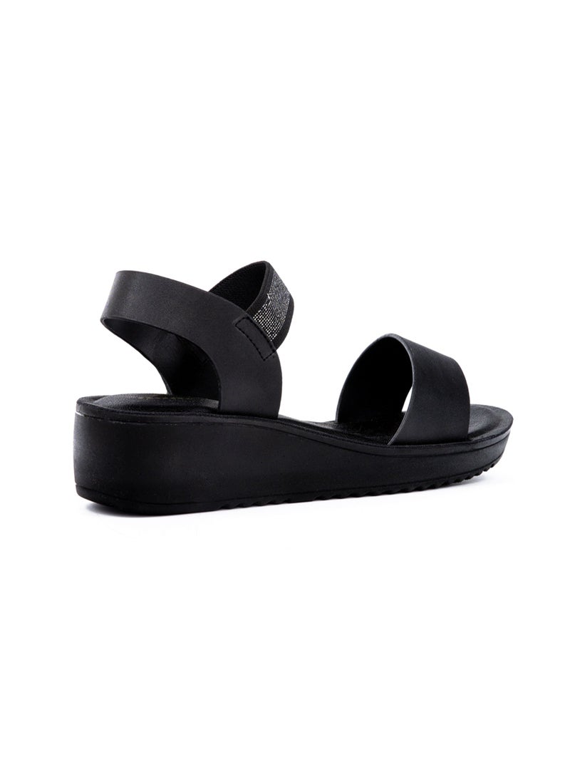 Bata Embellished Elastic Strap Wedge Sandals - Image 3