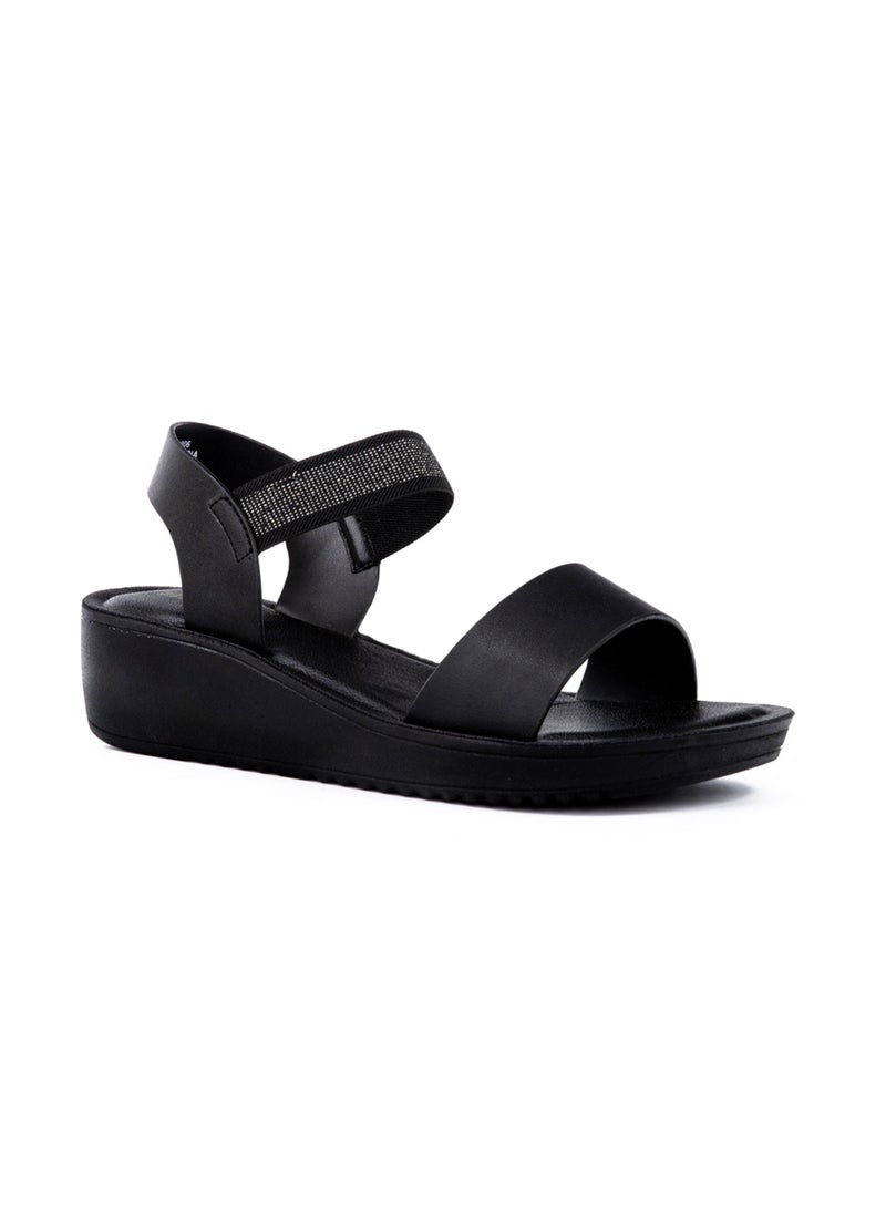 Bata Embellished Elastic Strap Wedge Sandals - Image 2