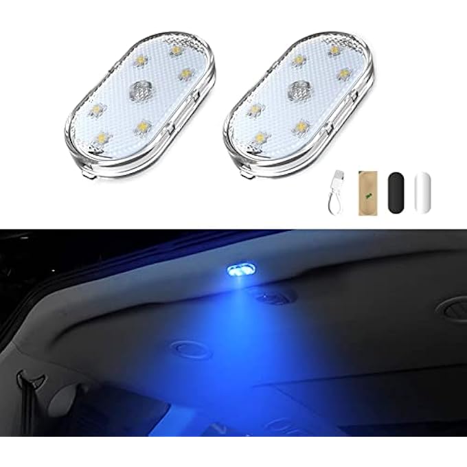 KASTWAVE Car Led Lights Interior Portable Small Incar Led Touch Lights With 6 Bright Led Lamp Beads Usb Rechargeable Lighting Light Car Emergency Light Blue Light - Image 2