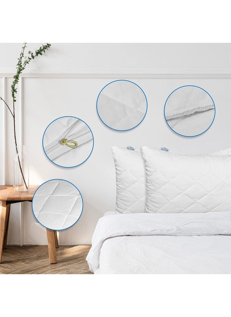 NEXTGO NEXTGO Pillow Protector Hypoallergenic Cotton Soft Quilted Pillows Cover White Pack of 2  - Image 3