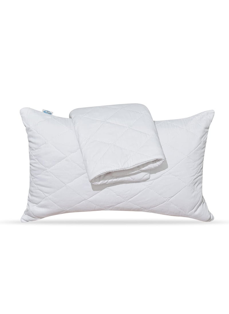 NEXTGO NEXTGO Pillow Protector Hypoallergenic Cotton Soft Quilted Pillows Cover White Pack of 2  - Image 1