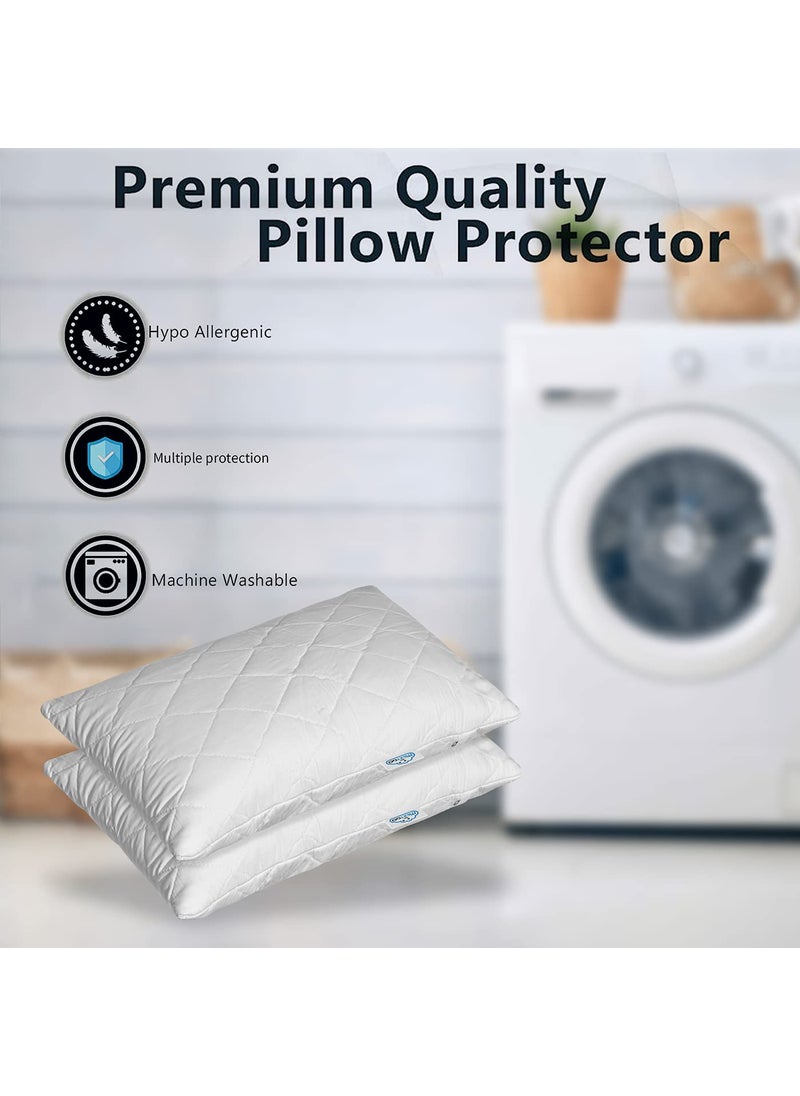 NEXTGO NEXTGO Pillow Protector Hypoallergenic Cotton Soft Quilted Pillows Cover White Pack of 2  - Image 5