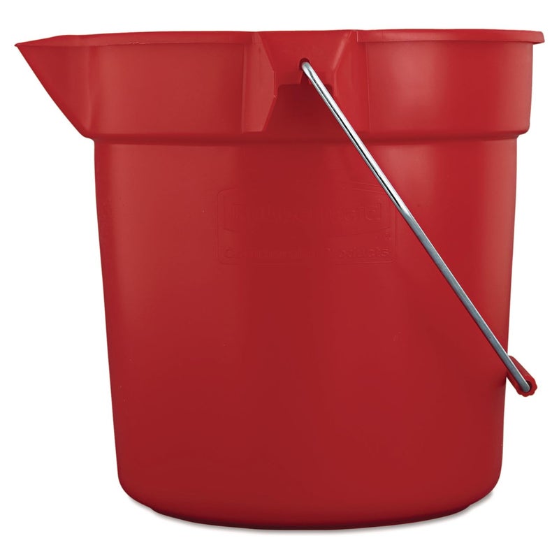 Rubbermaid Commercial Products Brute Heavy-Duty Round Bucket 10-Quart Red Corrosive-Resistant Pail with Handle for Cleaning/Material Transport 1 count - Image 1