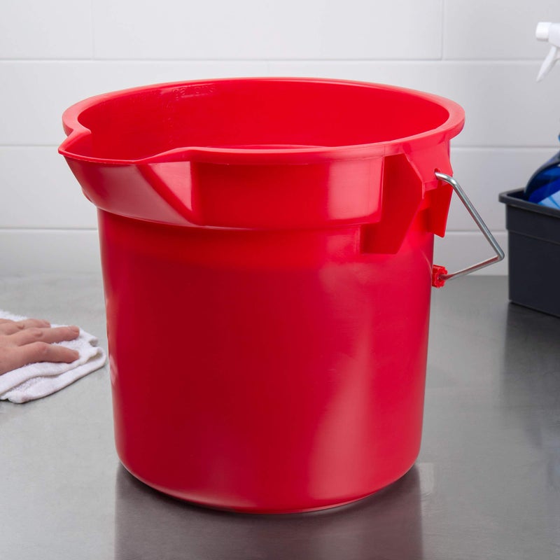 Rubbermaid Commercial Products Brute Heavy-Duty Round Bucket 10-Quart Red Corrosive-Resistant Pail with Handle for Cleaning/Material Transport 1 count - Image 2
