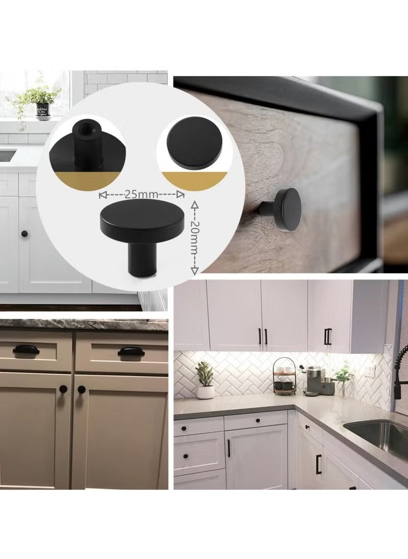 Generic 6 Pack Black Cabinet Knobs, Black Aluminum Alloy Dresser Knobs Drawer Pulls and Knobs Furniture Hardware Modern Round Knobs Black Knobs Kitchen Cabinet Door Knob for Drawer, Cupboard, Wardrobe and Furniture Decoration  - Image 2