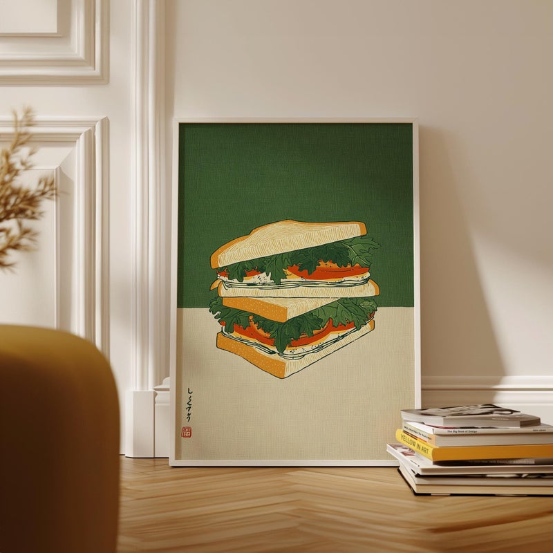 TNESSENTIAL Sandwich Stack Poster, Vintage Food Illustration Print - Image 1