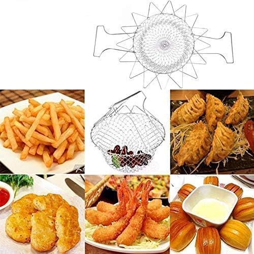 ORBITORA Foldable Steam Rinse Deep Frying Basket Stainless Steel Fry French Basket Strainer Net Fried Filter Drainage Rack for Fried Food or Fruits Multifunctional Kitchen Cooking Tool - Image 2