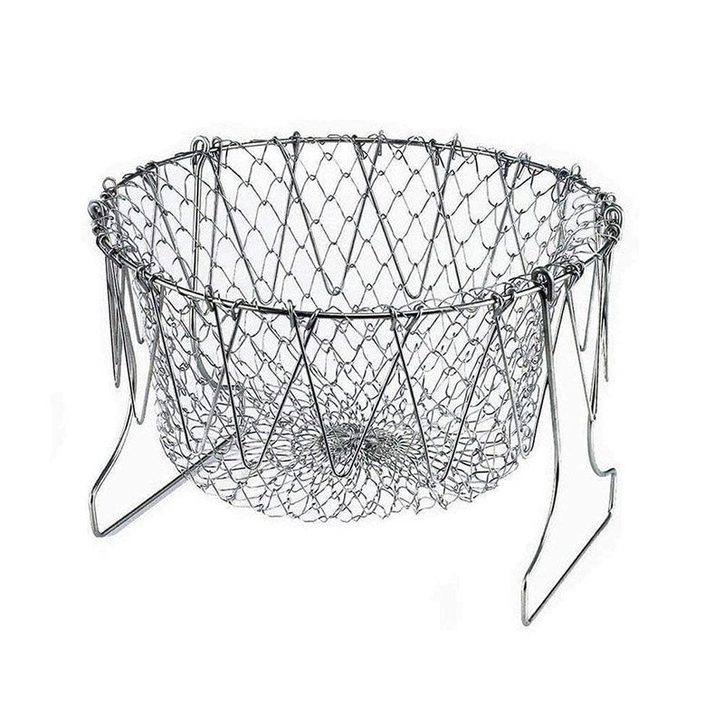 ORBITORA Foldable Steam Rinse Deep Frying Basket Stainless Steel Fry French Basket Strainer Net Fried Filter Drainage Rack for Fried Food or Fruits Multifunctional Kitchen Cooking Tool - Image 3