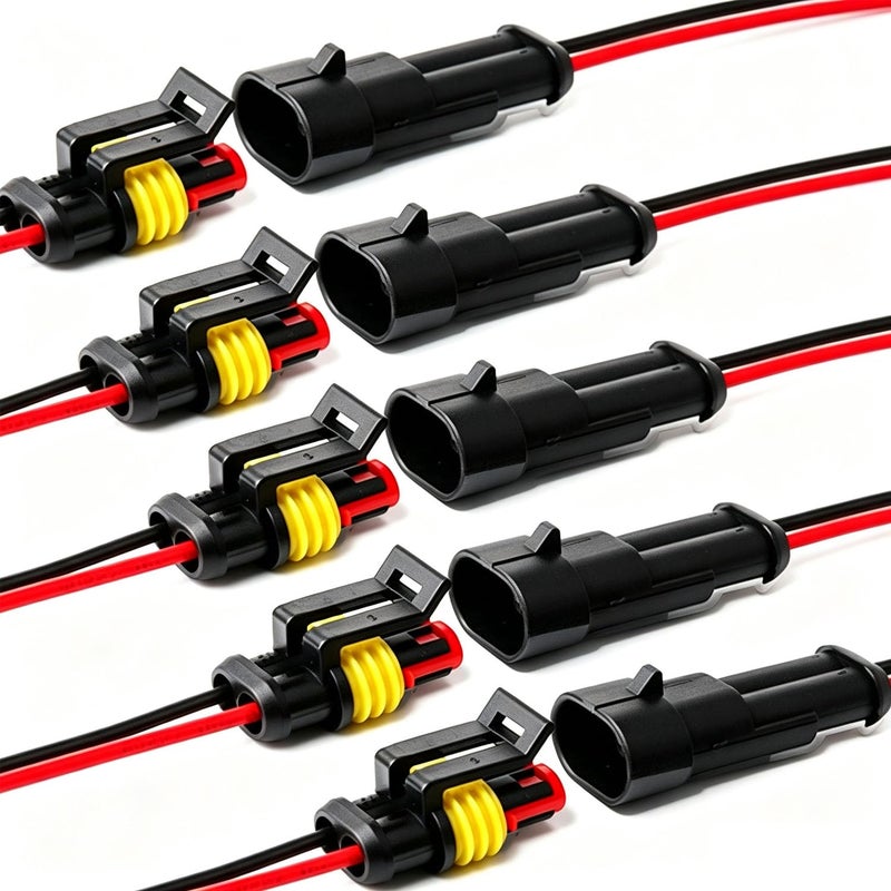 YETOR Way Car Waterproof Electrical Connector16 AWG 2 pin Plug Auto Electrical Wire Connectors for Car Truck Boat and Other Wire Connections5 Pack - Image 3